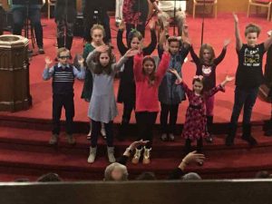 Photo of Children's Choir singing on January 19, 2020.